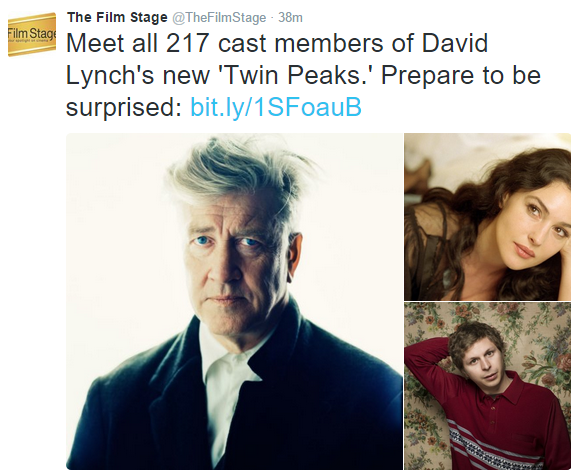 David Lynch‘s new season of Twin Peaks